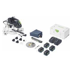 Festool KSC 60 EB-Basic KAPEX Akku Kapp Zugsäge 18 V / 36 V 216 mm Brushless + 4x Akku 5,0 Ah + Doppelladegerät + Systainer - Toolbrothers