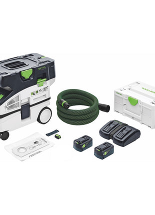 Festool CTLC MINI I-Basic Akku Absaugmobil 36 V ( 2x 18 V ) Staubkl. L + 2x Akku 5,0 Ah + Doppelladegerät + Systainer - Toolbrothers