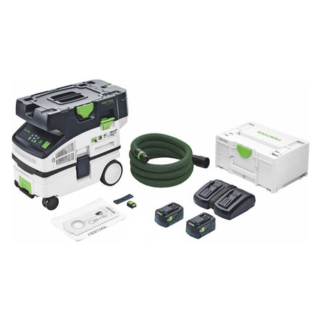 Festool CTLC MINI I-Basic Akku Absaugmobil 36 V ( 2x 18 V ) Staubkl. L + 2x Akku 5,0 Ah + Doppelladegerät + Systainer - Toolbrothers