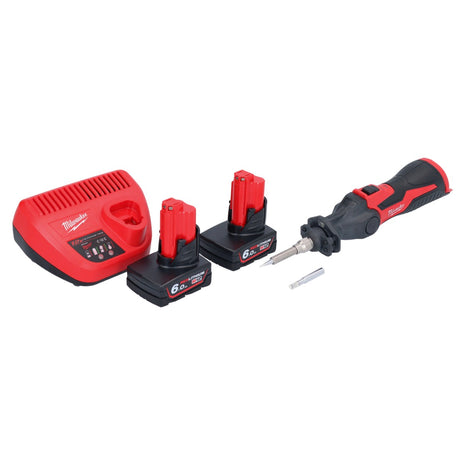 Milwaukee M12 SI-602 Akku Lötkolben 12 V 400 °C + 2x Akku 6,0 Ah + Ladegerät - Toolbrothers