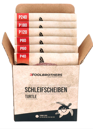 Toolbrothers TURTLE Schleifset 125mm + Milwaukee M18 BOS125-0 Akku Exzenterschleifer 18V 125mm Solo - ohne Akku, ohne Ladegerät - Toolbrothers