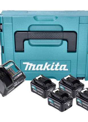 Makita Power Source Kit 4x BL 1041 B Akku 12 V max. 4,0 Ah CXT ( 4x 197406-2 ) + DC 10 SB Ladegerät ( 197363-4 ) + Makpac