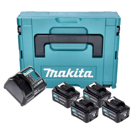 Zestaw Makita Power Source 4x akumulator BL 1041 B 12 V maks. 4,0 Ah CXT ( 4x 197406-2 ) + ładowarka DC 10 SB ( 197363-4 ) + Makpac