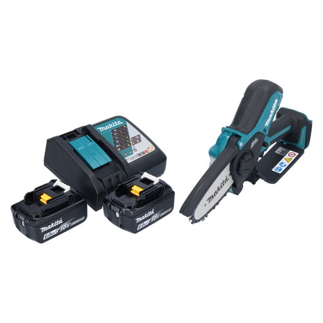 Sierra de podar a batería Makita DUC 101 RG 18 V 10 cm sin escobillas + 2x baterías 6,0 Ah + cargador