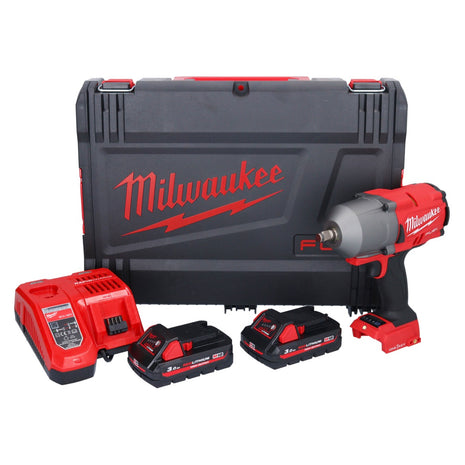 Milwaukee M18 ONEFHIWF12-302X Llave de impacto inalámbrica 18 V 1356 Nm 1/2" sin escobillas + 2x batería 3,0 Ah + cargador + caja HD