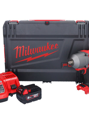 Milwaukee M18 ONEFHIWF12-501X Llave de impacto inalámbrica 18 V 1356 Nm 1/2" sin escobillas + 1x batería 5,0 Ah + cargador + caja HD