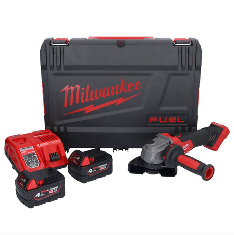 Amoladora angular a batería Milwaukee M18 FSAG115X-402X 18 V 115 mm sin escobillas + 2x baterías 4,0 Ah + cargador