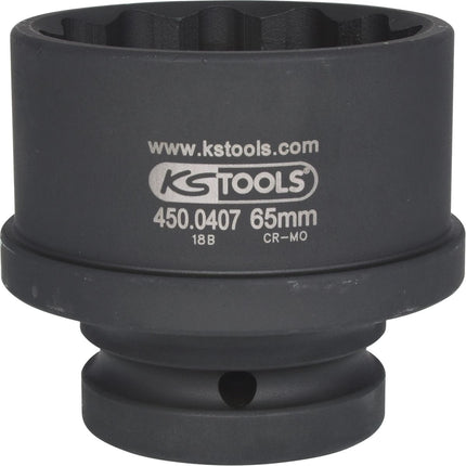 KS TOOLS 1" 12-kant-Kraft-Stecknuss, kurz, 65mm ( 450.0407 ) - Toolbrothers
