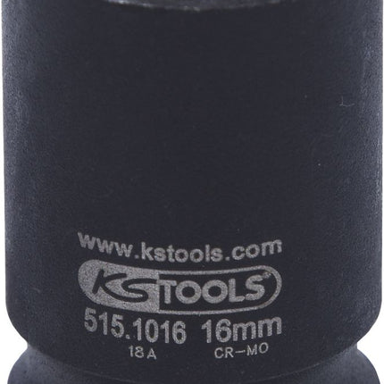 KS TOOLS 1/2" Sechskant-Kraft-Stecknuss, kurz, 16mm ( 515.1016 ) - Toolbrothers