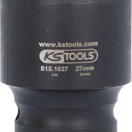 KS TOOLS 1/2" Sechskant-Kraft-Stecknuss, kurz, 27mm ( 515.1027 ) - Toolbrothers