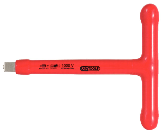 KS TOOLS Llave acoplable de 1/2' con mango en T, con aislamiento protector y tope de tornillo, 200 mm ( 117.1205 )