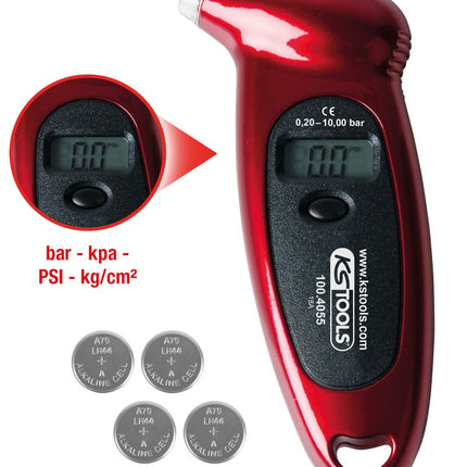 KS TOOLS Digitaler Reifendruckmesser, 0,20 - 10,0 bar ( 100.4055 ) - Toolbrothers