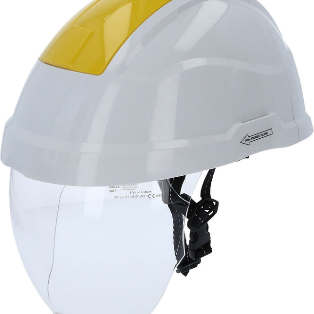 KS TOOLS Casco protector de trabajo con máscara facial, amarillo ( 117.0136 )