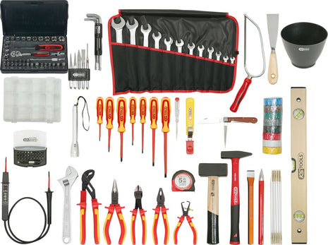 KS TOOLS Maletín de herramientas para electricista Premium, bolsa de nailon, 132 piezas ( 117.0190 )