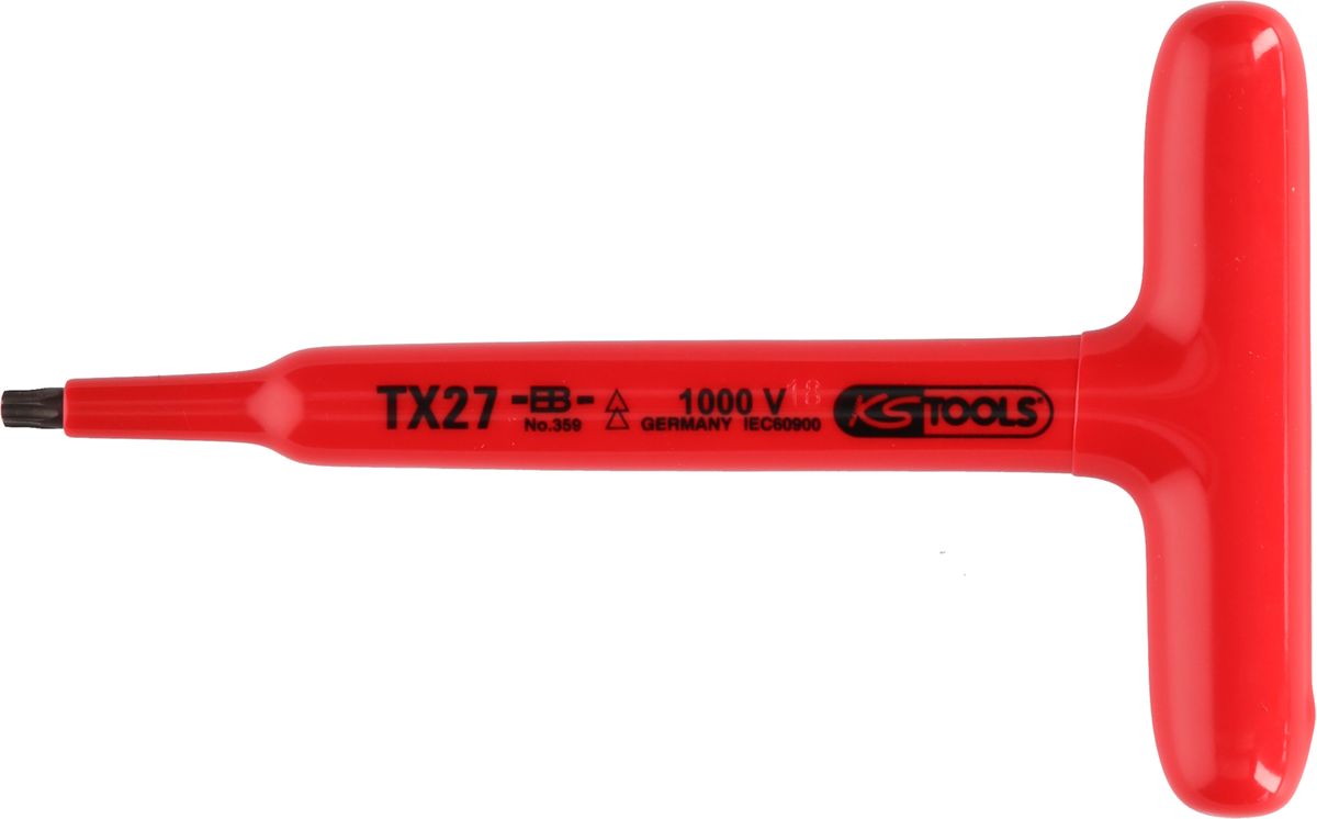 KS TOOLS Llave acodada Torx con mango en T y aislamiento protector, T10, 120 mm ( 117.2412 )