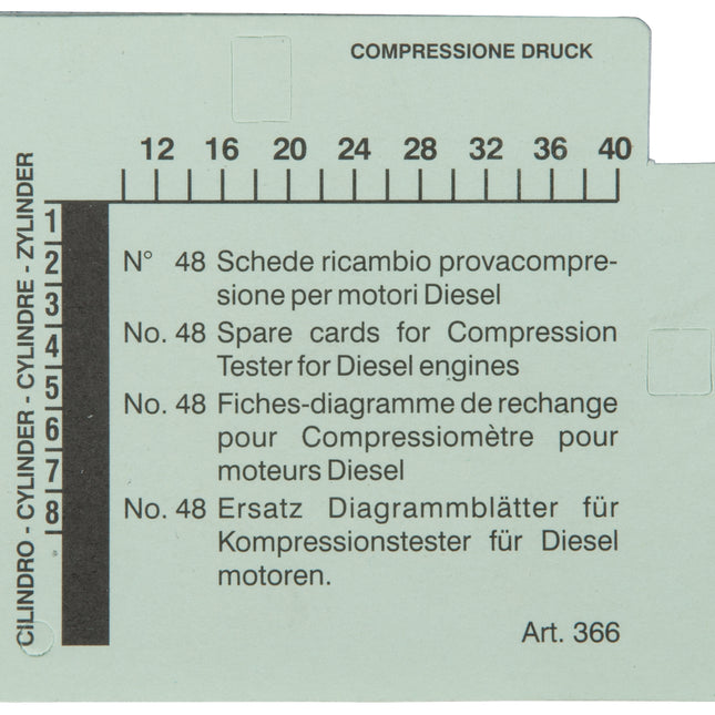 KS TOOLS Kompressions-Druckprüfgerät-Diagrammkarten-Satz für Dieselmotoren (VPE=48) ( 150.1657 ) - Toolbrothers