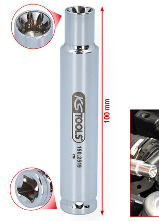 KS TOOLS 3/8" Spezial-Steckschlüssel für Saugrohr-Verschraubungen ( 150.2519 ) - Toolbrothers