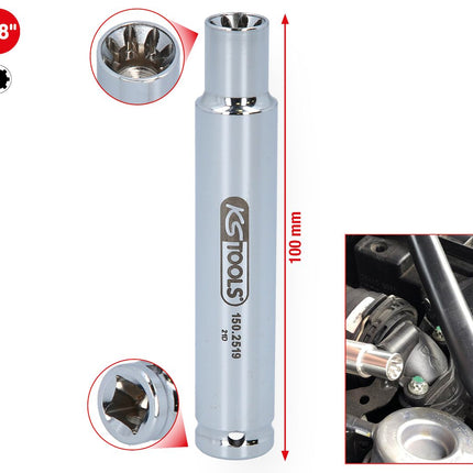 KS TOOLS 3/8" Spezial-Steckschlüssel für Saugrohr-Verschraubungen ( 150.2519 ) - Toolbrothers