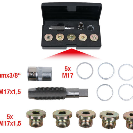 KS TOOLS Ölablassschrauben-Gewindereparatur-Satz, 12-tlg M17 x 1,5 ( 150.4930 ) - Toolbrothers