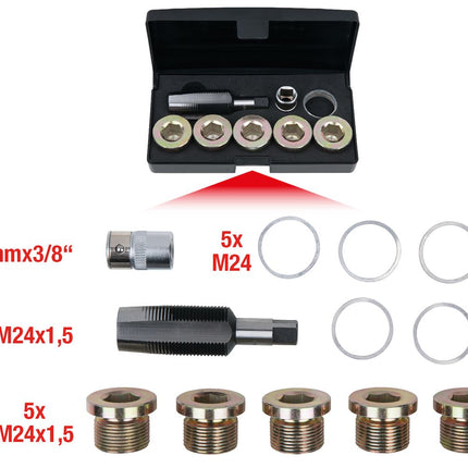KS TOOLS Ölablassschrauben-Gewindereparatur-Satz, 12-tlg M24 x 1,5 ( 150.4950 ) - Toolbrothers
