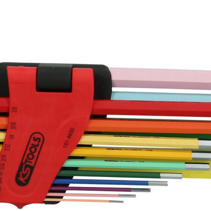 KS TOOLS Innensechskant-Winkelstiftschlüssel-Satz, extra lang, 14-tlg Zoll ( 151.4650 ) - Toolbrothers