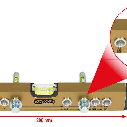 KS TOOLS Normabstandswasserwaage / Montage-Anschluss-Lehre, 300 mm ( 204.2000 ) - Toolbrothers
