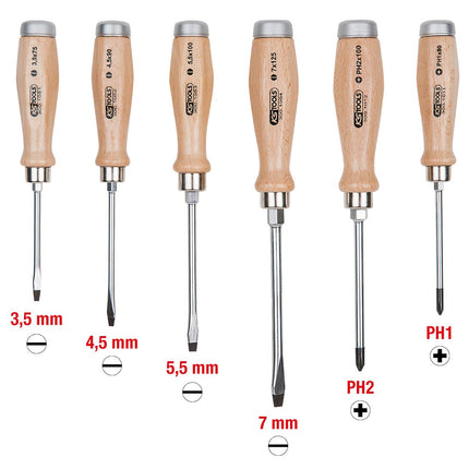 KS TOOLS ERGOTORQUE WOODmax Schlag-Schraubendreher-Satz, 6-tlg ( 300.1050 ) - Toolbrothers