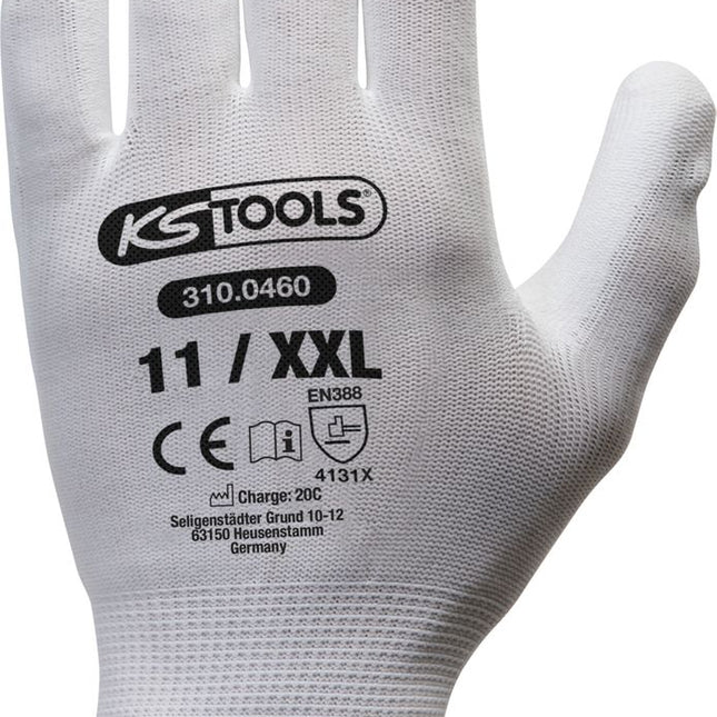 KS TOOLS Mikro-Feinstrickhandschuhe-weiß, 11, 12 Paar ( 310.0460 ) - Toolbrothers