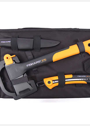 Fiskars Set - Universal Axt X 7 + Handsäge SW 73 + Universal Messer K 40 inkl. Transporttasche ( 129039 ) - Toolbrothers