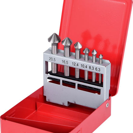 KS TOOLS HSS Co 5 Kegel-Entgratsenker-Satz, Stahlblechkassette 6-tlg ( 336.0416 ) - Toolbrothers