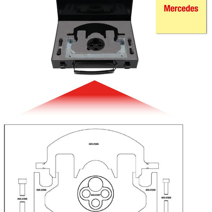 KS TOOLS Juego de herramientas de reglaje de motores para Mercedes, 8 pzs ( 400.0385 )