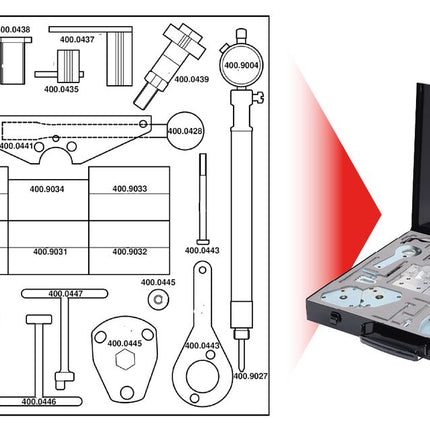 KS TOOLS Juego de herramientas de reglaje de motores para Alfa Romeo / Fiat / Lancia, 36 pzs ( 400.0425 )