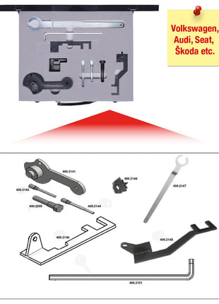 KS TOOLS Jeu d&apos;outils de réglage moteur pour VAG, 9 pcs, Audi, Seat, Škoda, Volkswagen ( 400.2140 )