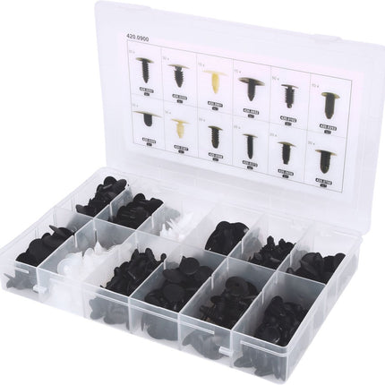 KS TOOLS Befestigungs-Clip-Satz für Kabelbäume, 340-tlg ( 420.0900 ) - Toolbrothers