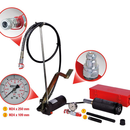 KS TOOLS Unità idraulica 32t, con pompa idraulica e manometro, 11 pz ( 440.0585 )