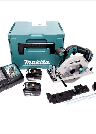 Makita DHS 680 RTJ Akku Handkreissäge 18 V 165 mm Brushless + 2x Akku 5,0 Ah + Ladegerät + Adapter + Makpac - Toolbrothers