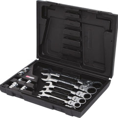 KS TOOLS GEARplus Gelenk-Ratschenringmaulschlüssel-Satz, 12-tlgfeststellbar mit Adapter ( 503.4867 ) - Toolbrothers