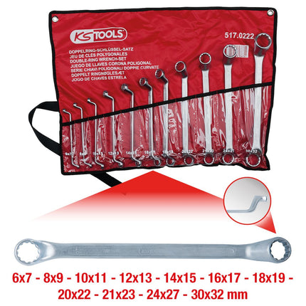 KS TOOLS Doppel-Ringschlüssel-Satz, gekröpft, 11-tlg 6-32mm ( 517.0222 ) - Toolbrothers