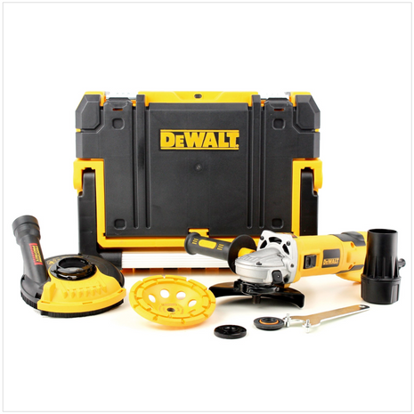 DeWalt D 28136 KT 1500 Watt 125 mm Winkelschleifer Betonschleifer im TStak + Beton Oberflächen Set + Topfscheibe - Toolbrothers