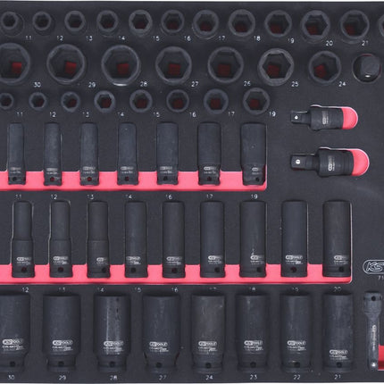 KS TOOLS 3/8'+1/2' SCS Juego de llaves de vaso de impacto, 73 pzs, en sistema modular 1/1 ( 711.0073 )