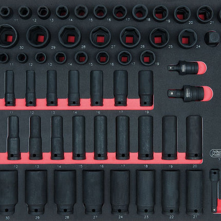 KS TOOLS 3/8'+1/2' SCS Juego de llaves de vaso de impacto, 73 pzs, en sistema modular 1/1 ( 711.0073 )