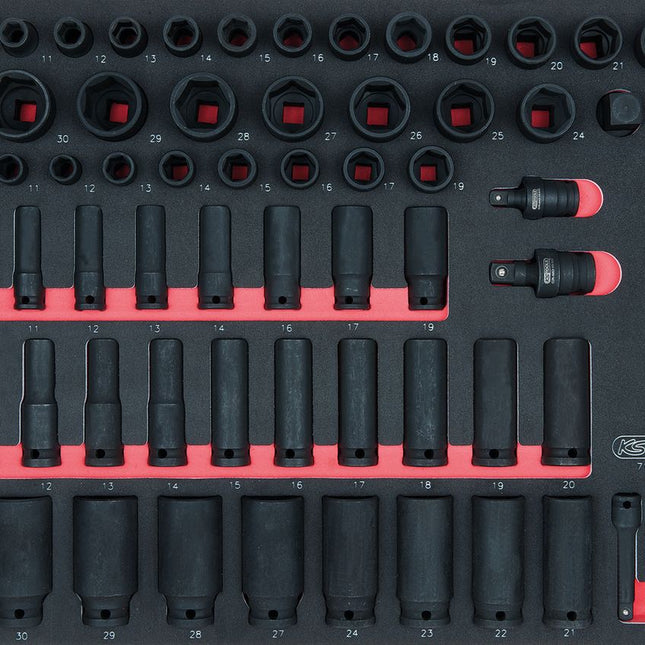 KS TOOLS 3/8'+1/2' SCS Juego de llaves de vaso de impacto, 73 pzs, en sistema modular 1/1 ( 711.0073 )