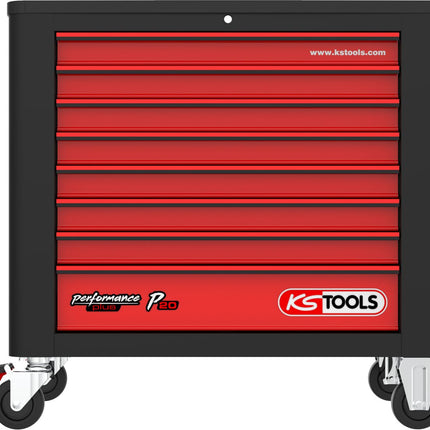 KS TOOLS PERFORMANCEplus P20 SCHWARZ/ROT Werkstattwagen mit 8 Schubladen ( 873.2008 ) - Toolbrothers