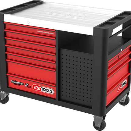 KS TOOLS PERFORMANCEplus P35 SCHWARZ/ROT Werkstattwagen mit 12 Schubladen ( 873.5008 ) - Toolbrothers