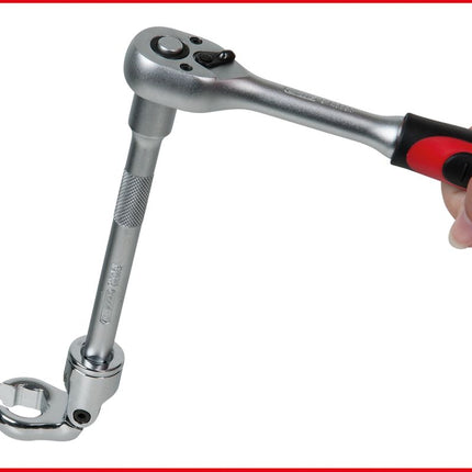 KS TOOLS 3/8" Gelenk-Ringschlüssel-Stecknuss-Satz (offen), 7-tlg ( 911.1710 ) - Toolbrothers