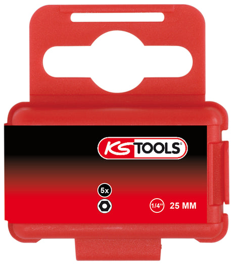 KS TOOLS 1/4" Bit Innensechskant, Bohrung, 25mm, 3/32'', 5er Pack ( 911.2956 ) - Toolbrothers