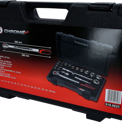 KS TOOLS 1/2" CHROMEplus Steckschlüssel-Satz, 22-tlg ( 918.0625 ) - Toolbrothers