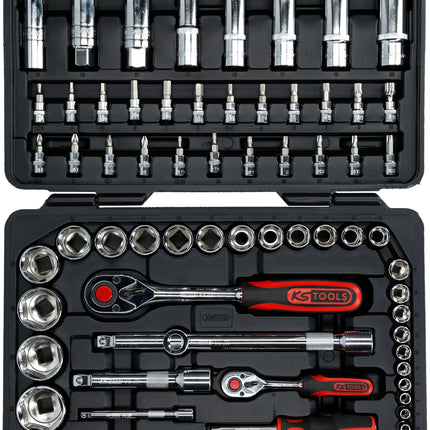 KS TOOLS 1/4'+3/8'+1/2' Juego de llaves de vaso CHROMEplus, 78 pzs ( 918.0678 )