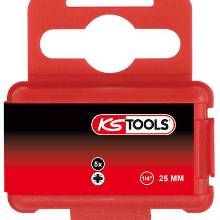 KS TOOLS 1/4" TORSIONpower Bit, 25mm, PZ2, 5er Pack ( 918.3211 ) - Toolbrothers