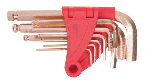 KS TOOLS BRONZEplus Juego de llaves Allen, cabeza esférica de 9 piezas (963.1518)